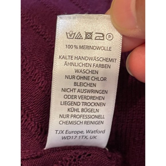 Tahari Womens Vintage 1980s Waterfall Cardigan Sweater 100%Merino Wool Purple XS - Picture 8 of 8